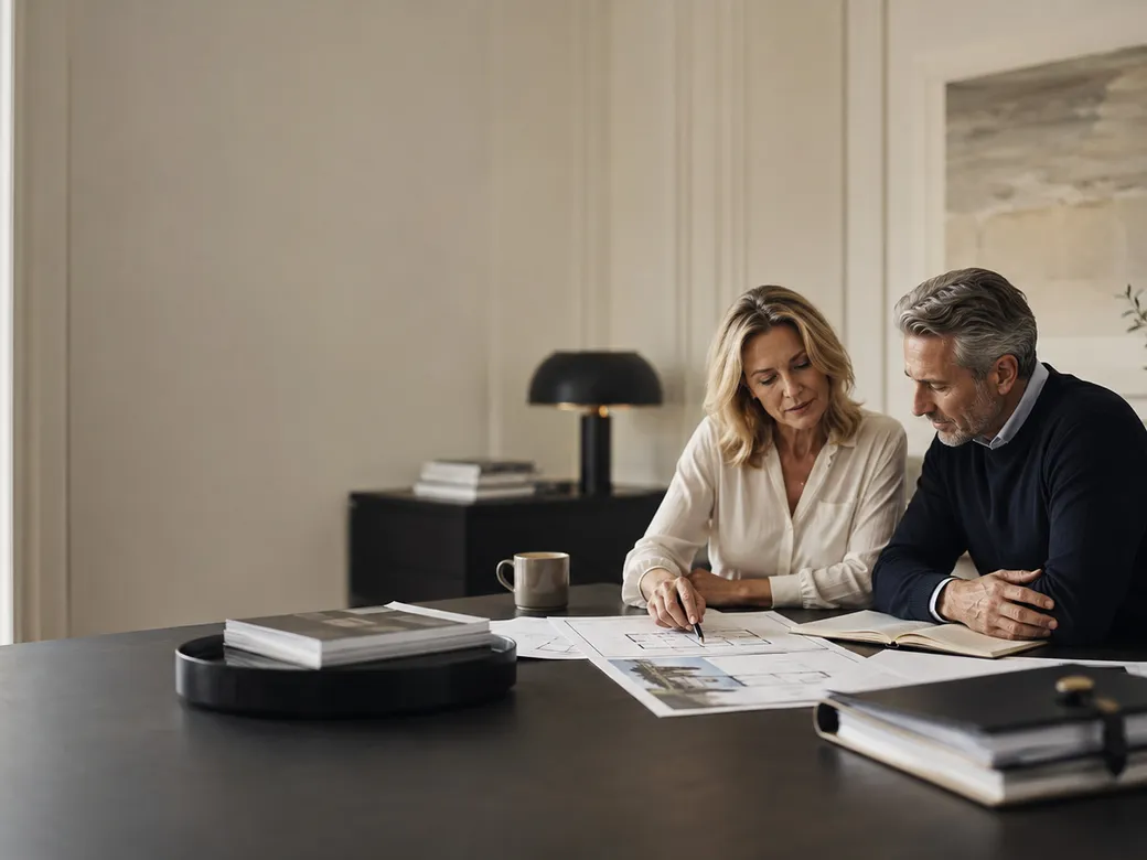 Spouses reviewing a long-term estate plan together